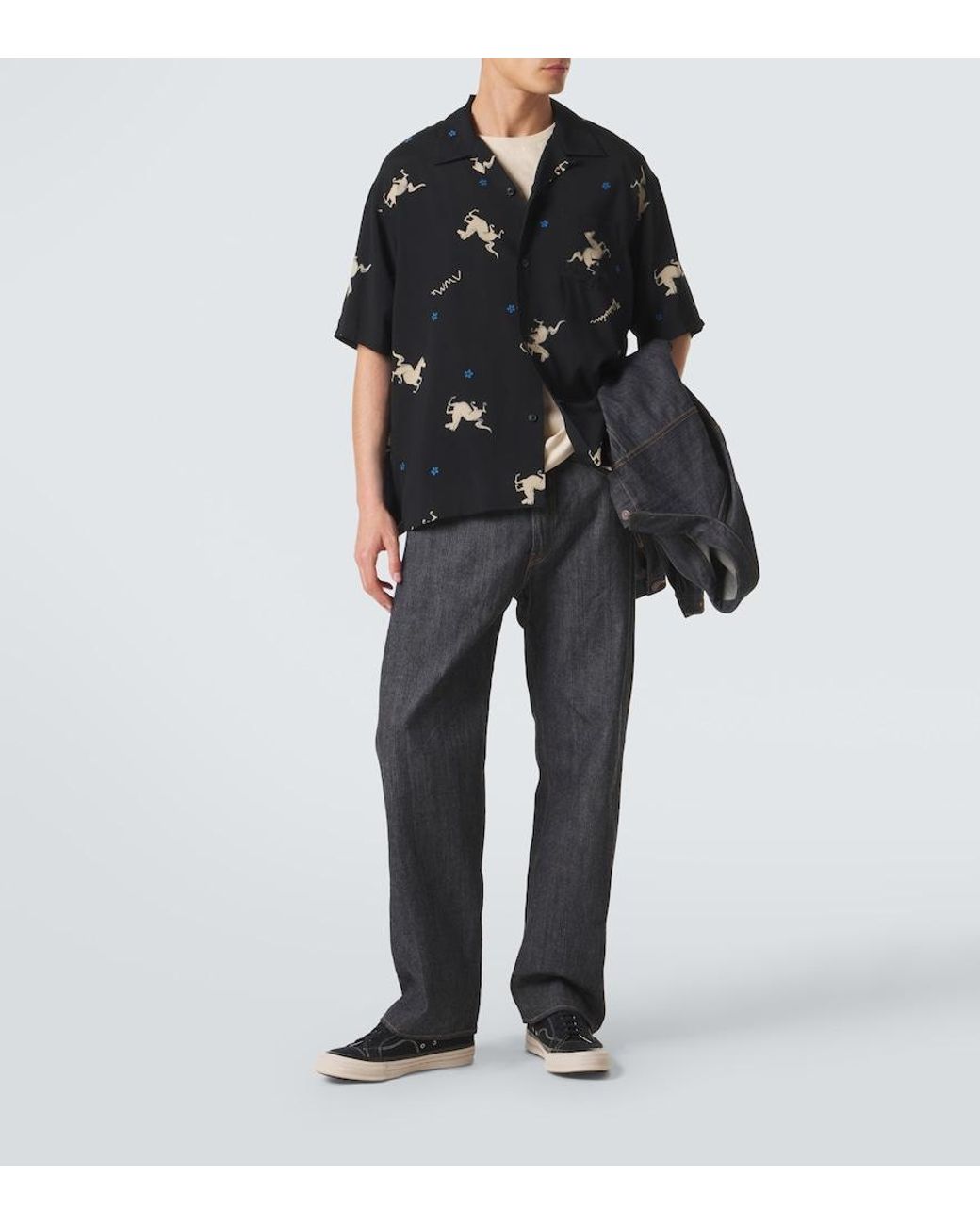 Visvim Black Crosby Printed Bowling Shirt for men