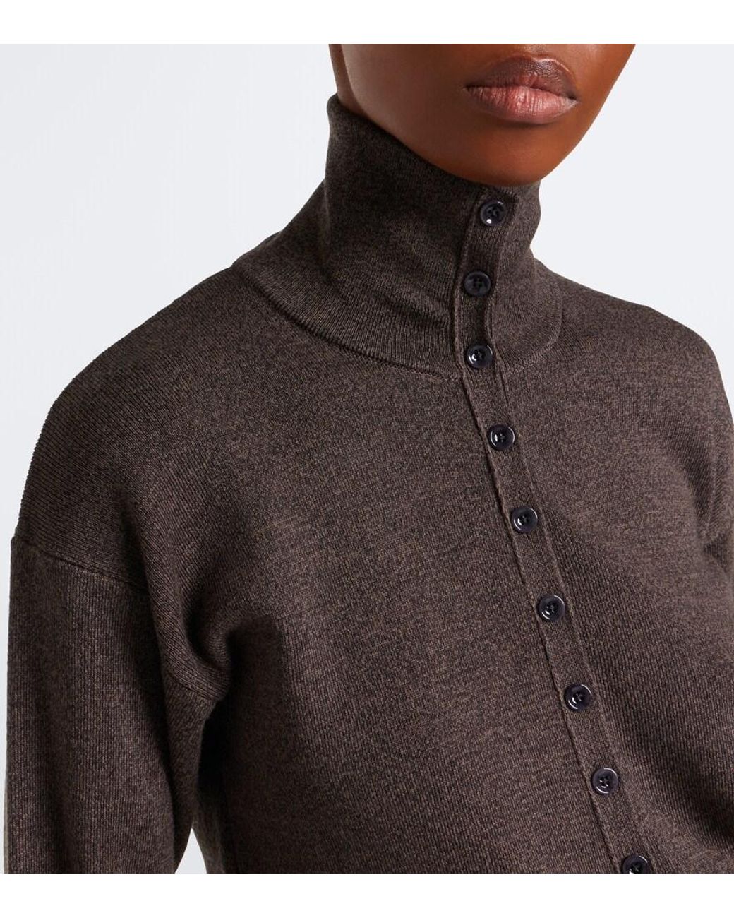 Lemaire Brown Wool Cardigan