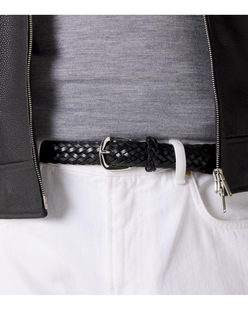 Lardini Black Braided Leather Belt for men