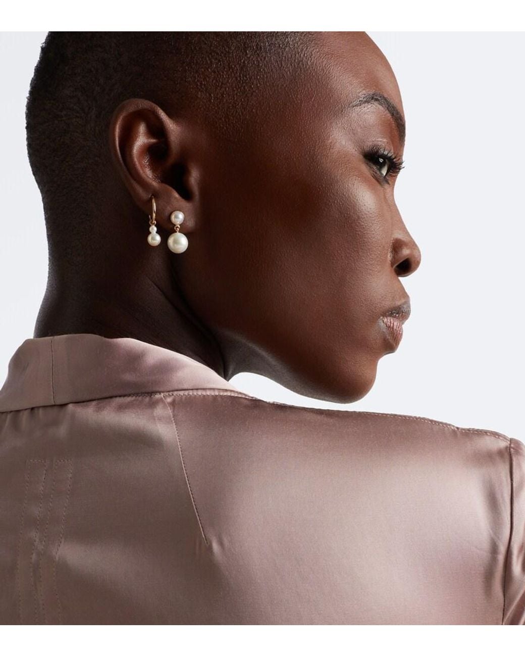 Sophie Bille Brahe White 14Kt Single Hoop Earring With Freshwater Pearls