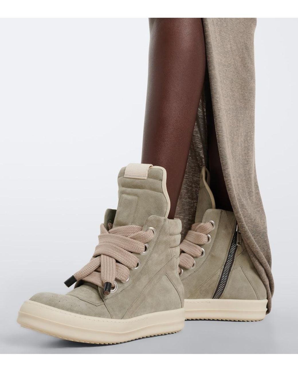 Rick Owens Gray Geobasket Suede High-Top Sneakers