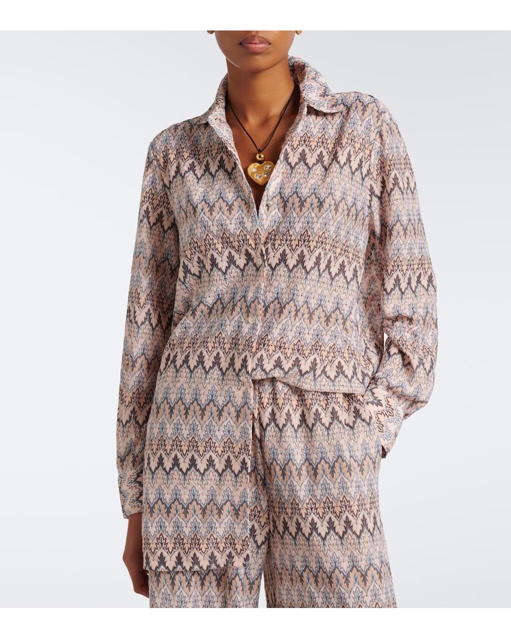 Melissa Odabash Multicolor Daria Chevron Knitted Shirt