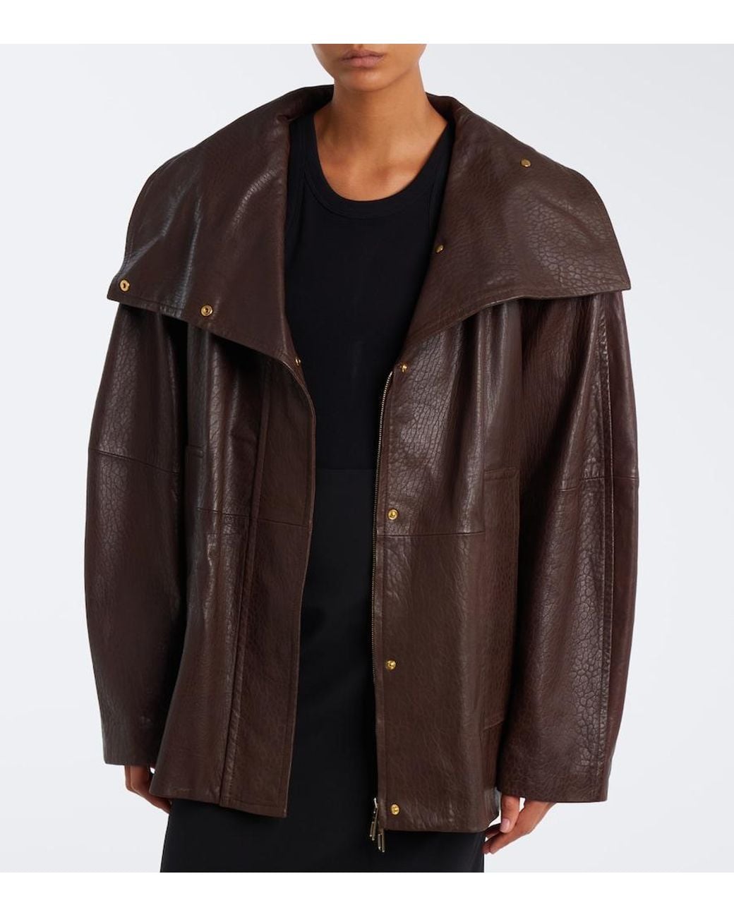 Sportmax Brown Belted Leather Jacket