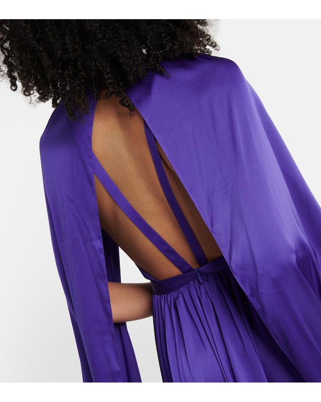 Safiyaa Purple Bridal Chiffon Cape Gown
