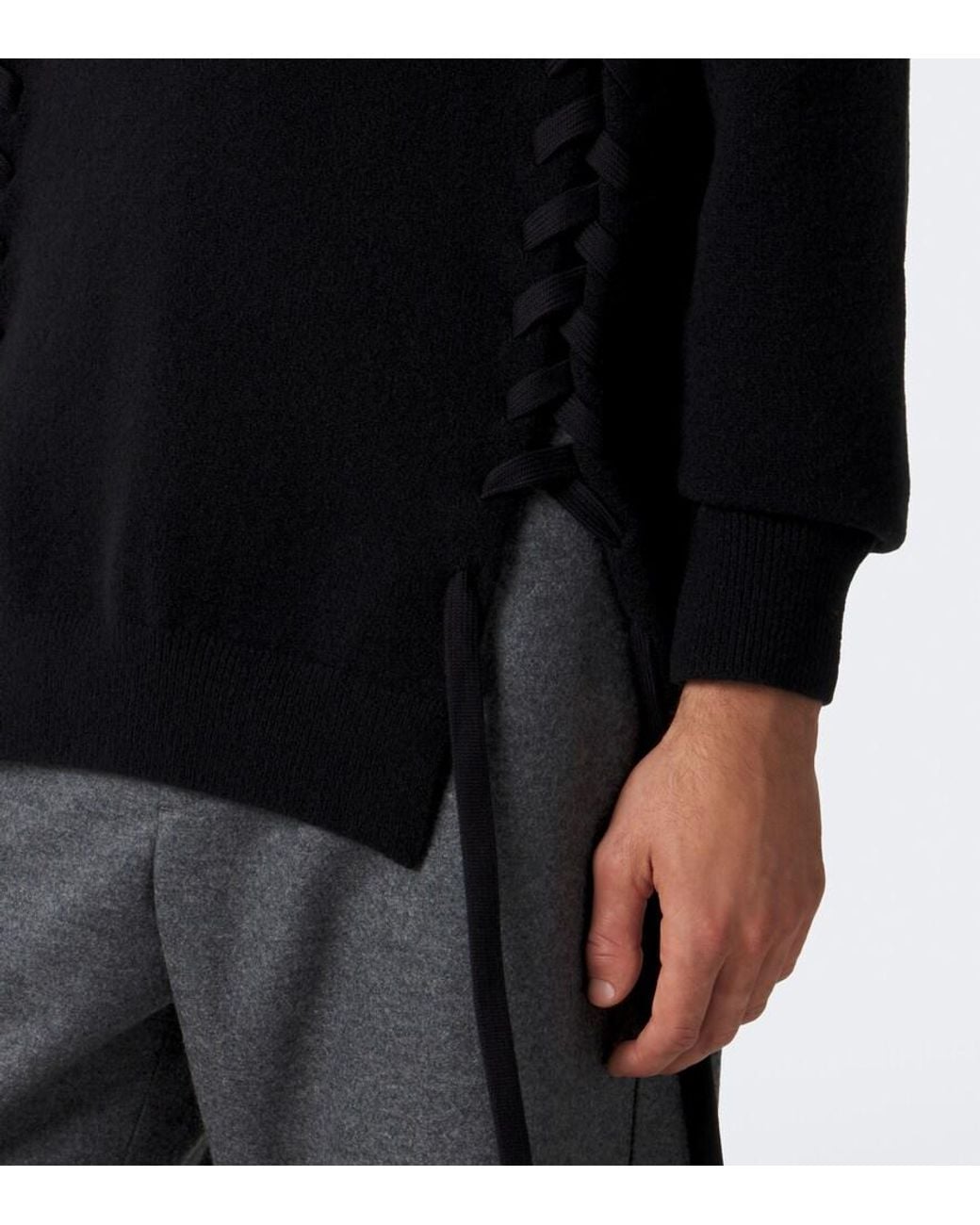 Simone Rocha Black Braided Wool-Blend Sweater for men