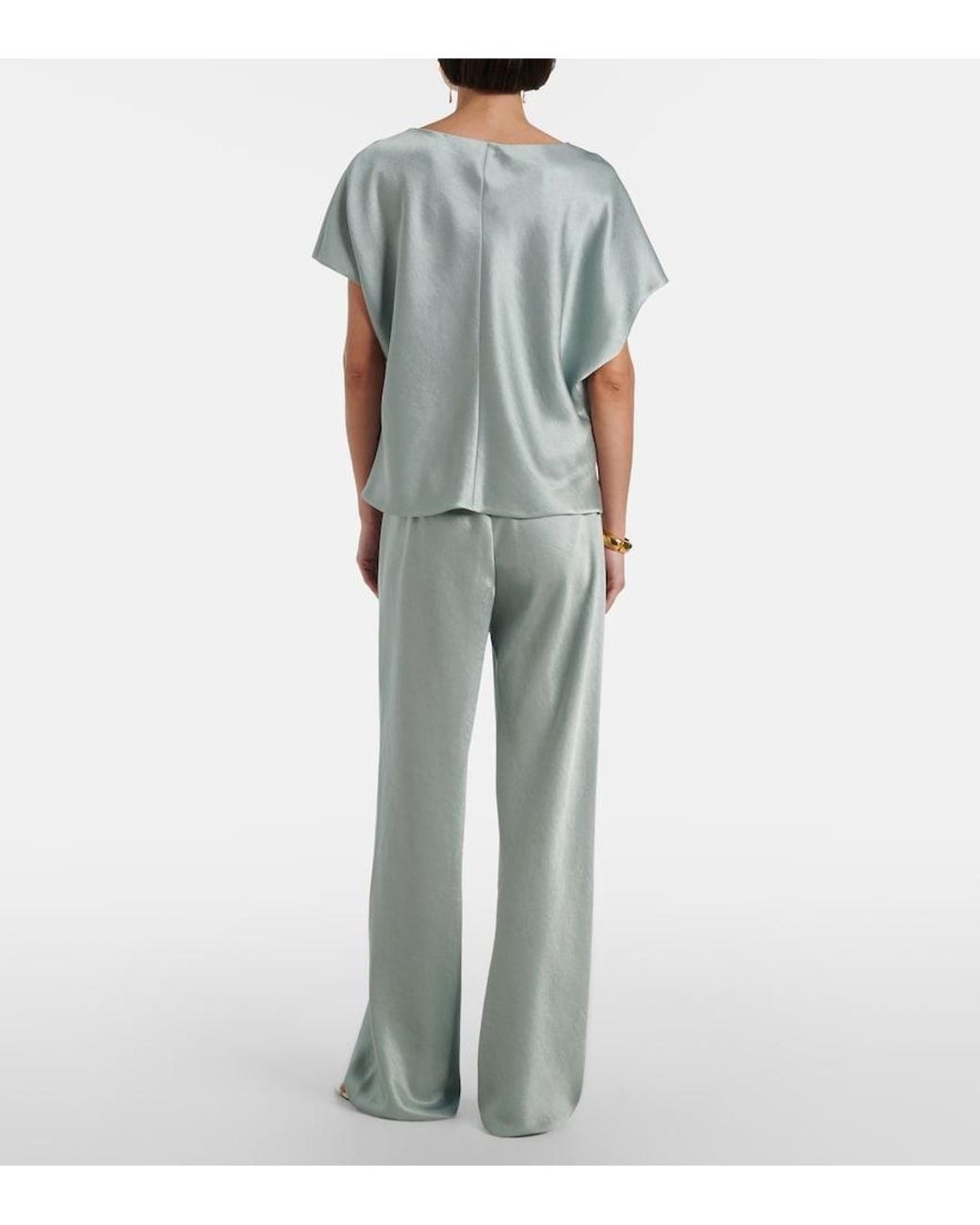 Vince Green Satin Wide-Leg Pants