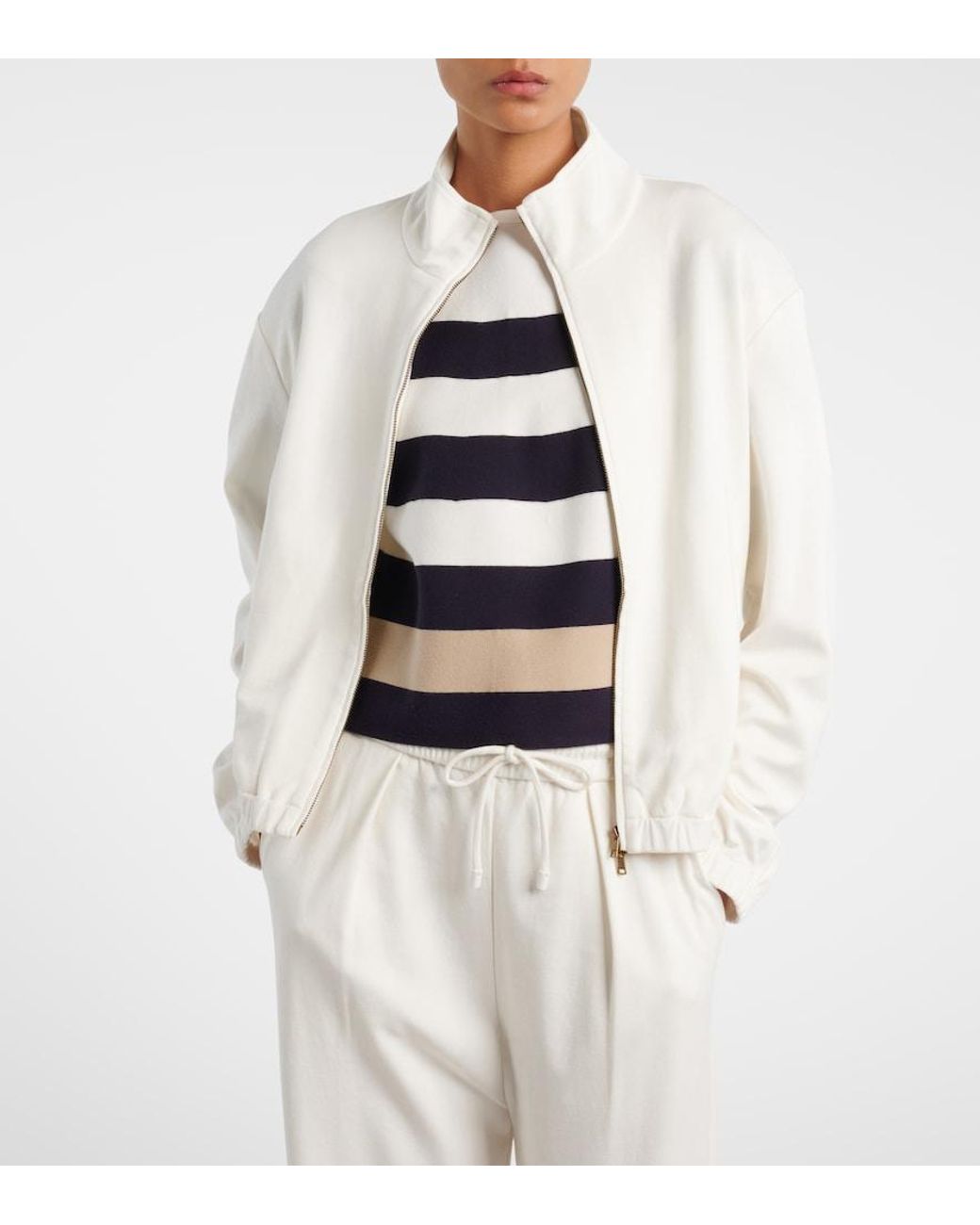 Max Mara White Cotton And Silk-Blend Sweatshirt