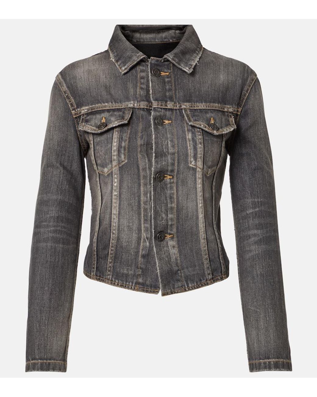 Balenciaga Gray Lace-Up Denim Jacket