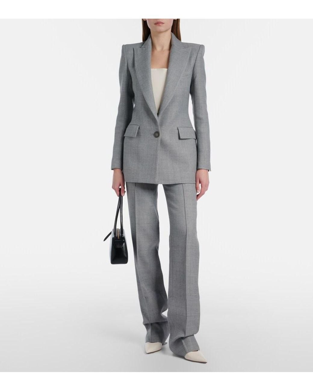 Alex Perry Gray Mid-Rise Straight Pants