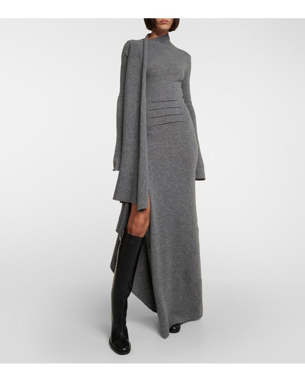 ann demeulemeester knit dress Zorka Draped Wool And Cashmere Maxi in Gray light yellow formal dress