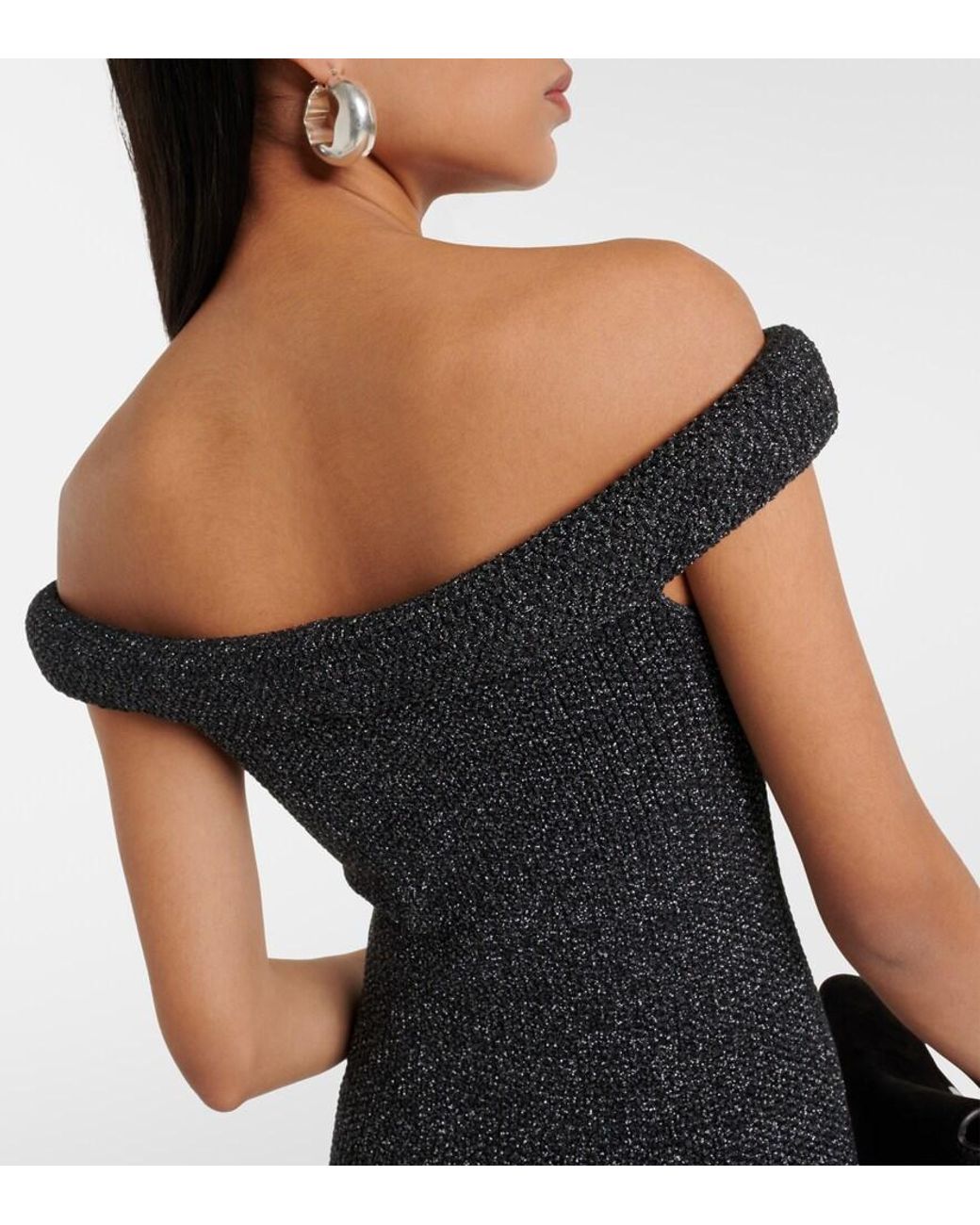 Totême  Black Off-Shoulder Knit Maxi Dress