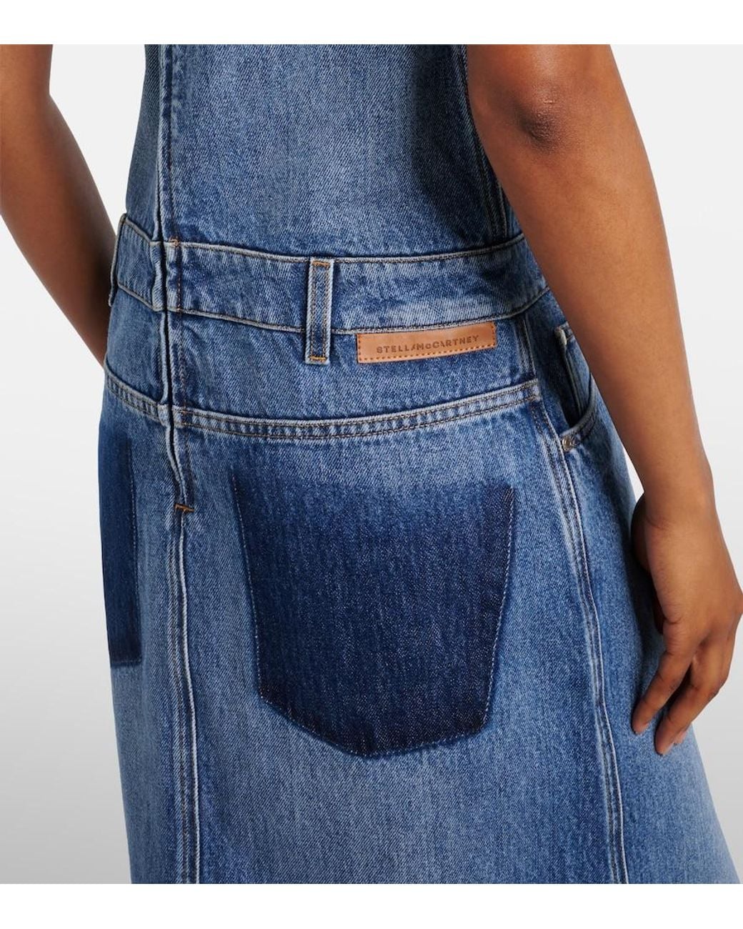 Stella McCartney Blue Denim Strapless Maxi Dress