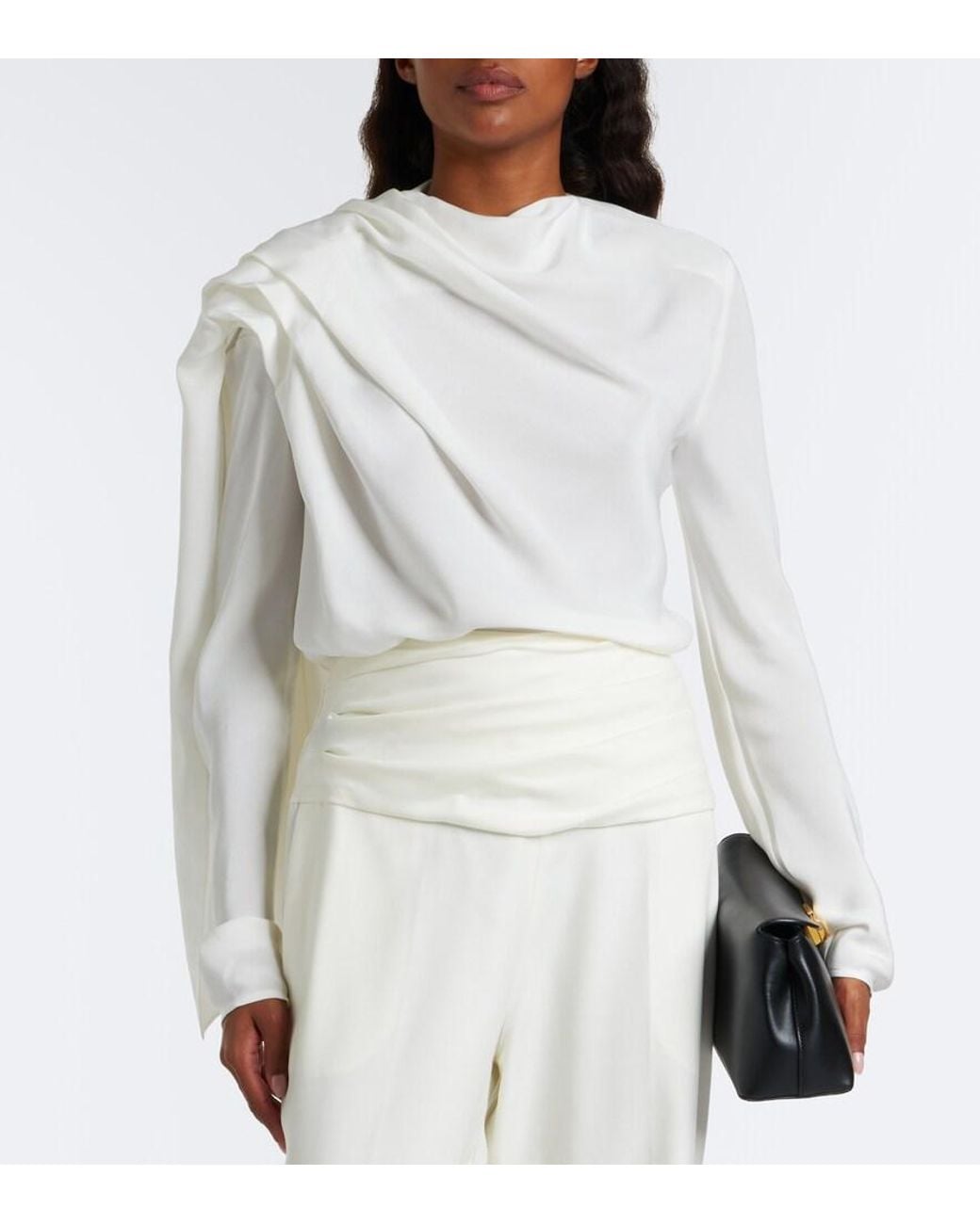 TOVE White Maevi Draped Caped Silk Top