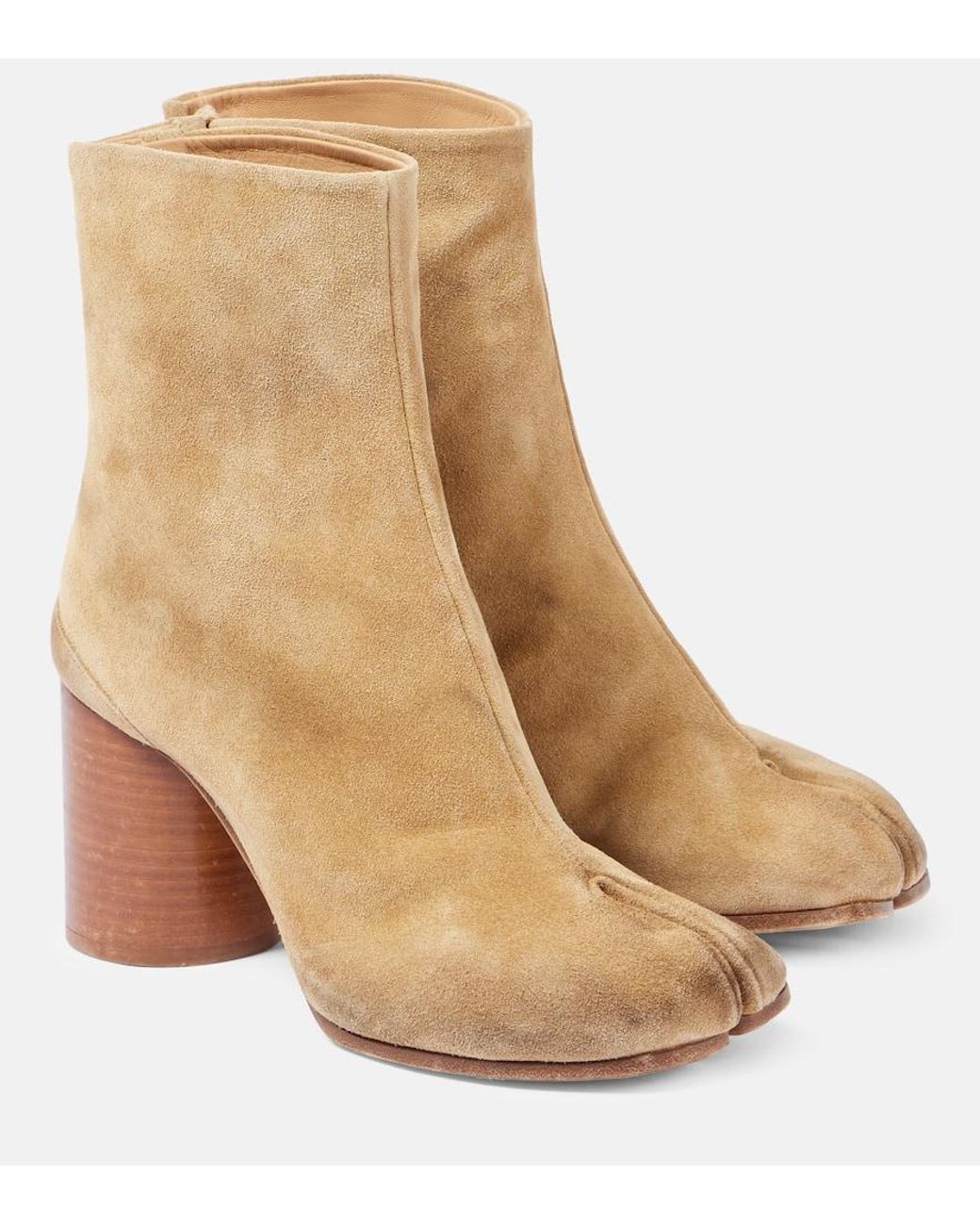 Maison Margiela Tabi Suede Ankle Boots in Natural | Lyst Maison Margiela Tabi Suede Ankle Boots in Natural | Lyst