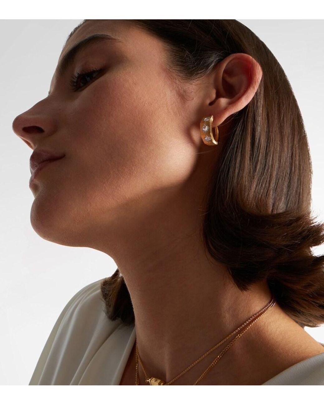 Marie Lichtenberg Metallic Ecrou 18Kt Single Hoop Earring