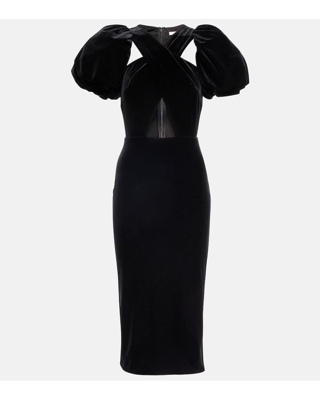 Christopher Kane Black Wrap Velvet Midi Dress