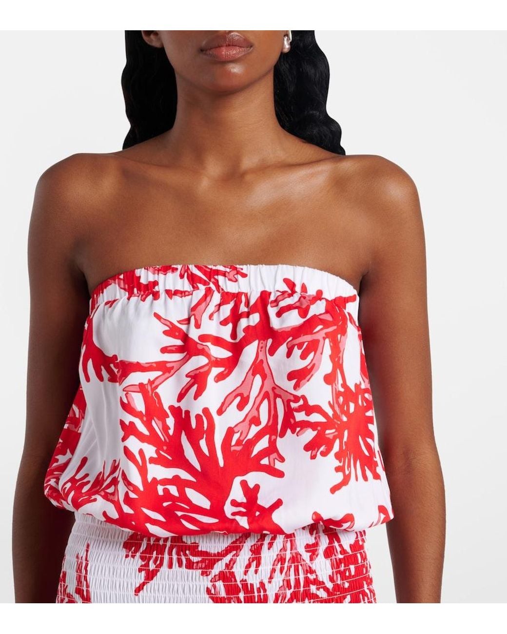 Melissa Odabash Red Naomi Printed Strapless Jumpsuit