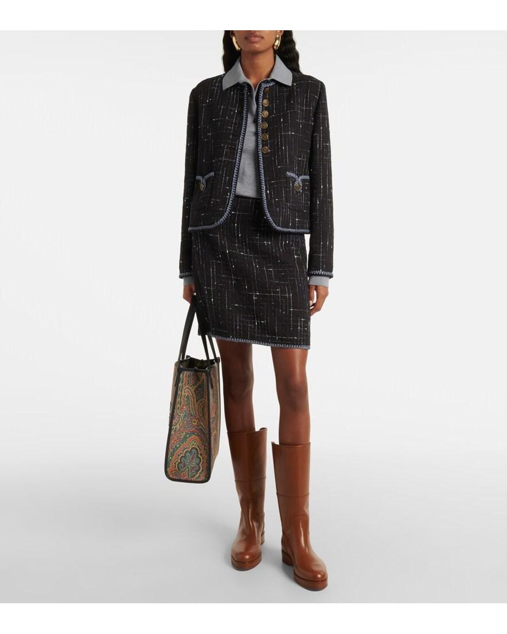 Etro Black Tweed Skirt