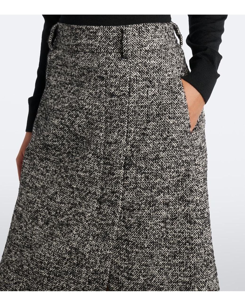 Dolce & Gabbana Gray Wool, Silk, And Alpaca-Blend Tweed Pencil Skirt