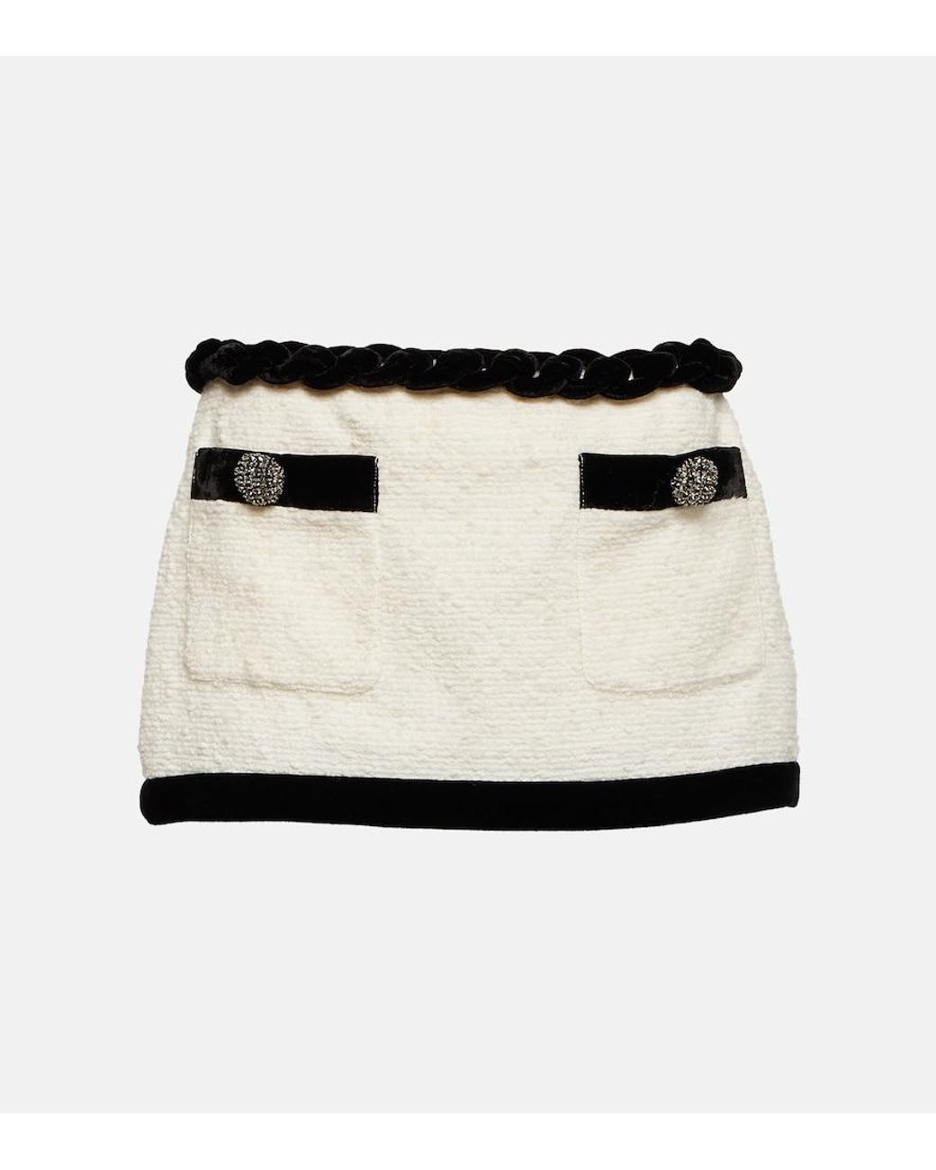 Area White Embellished Boucle Miniskirt