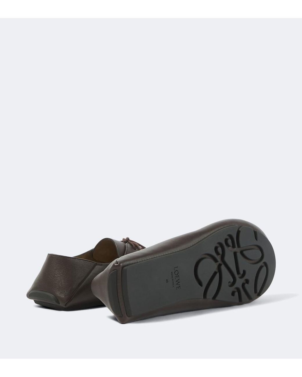 Loewe Brown Rambla Leather Boat Shoes for men