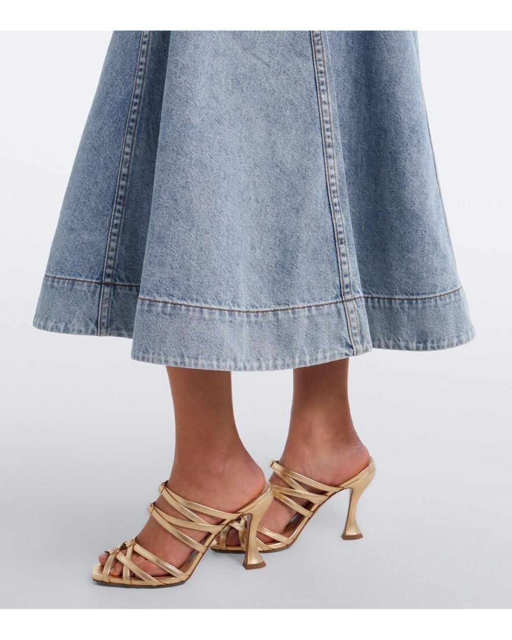 Zimmermann Blue Belted Denim Midi Skirt