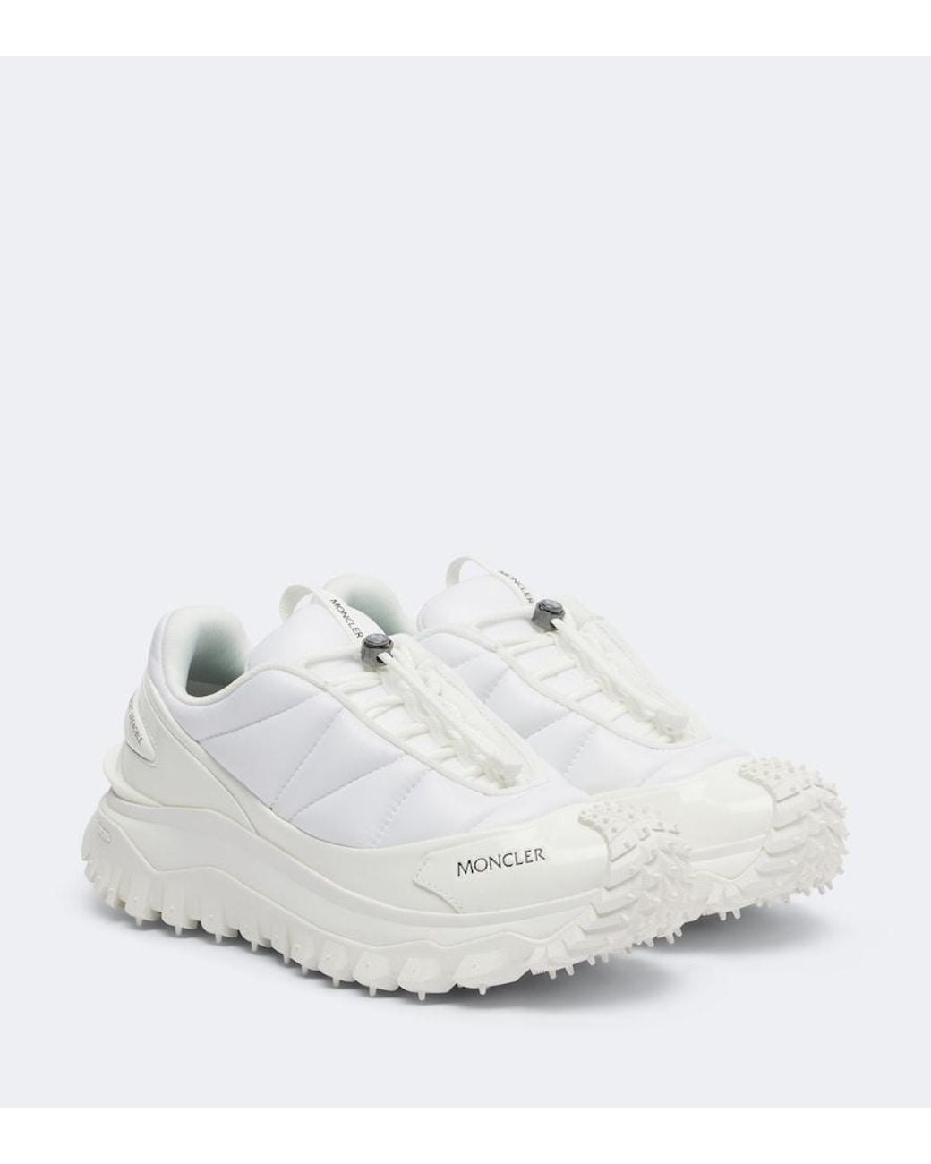 Moncler White Trailgrip Puffer Leather-Trimmed Sneakers