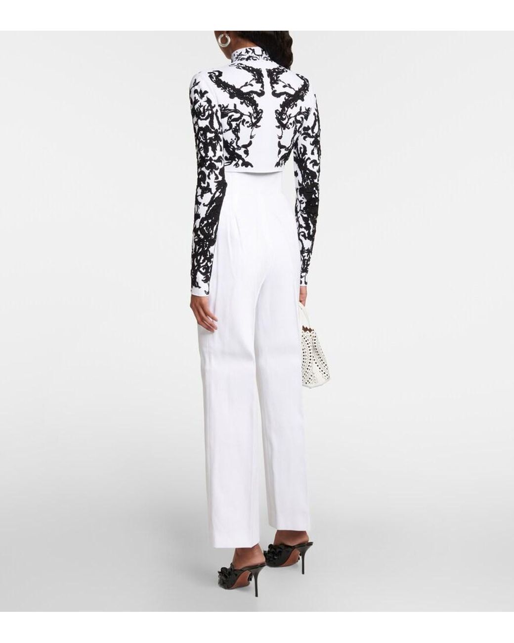 Alaïa Black Calligraphy Jacquard Crop Top