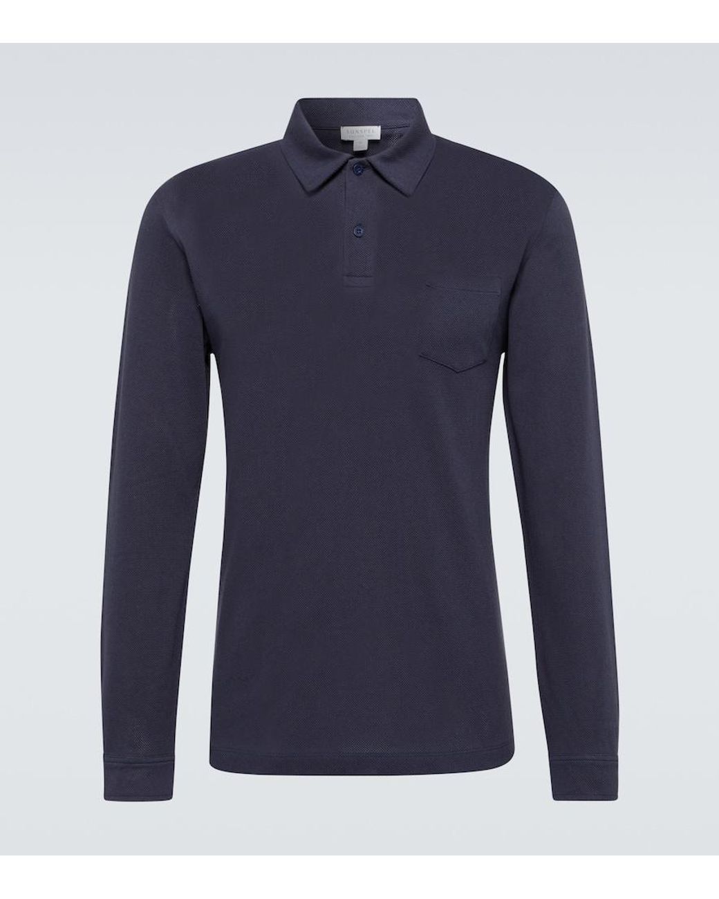 Sunspel Blue Riviera Cotton Polo Shirt for men