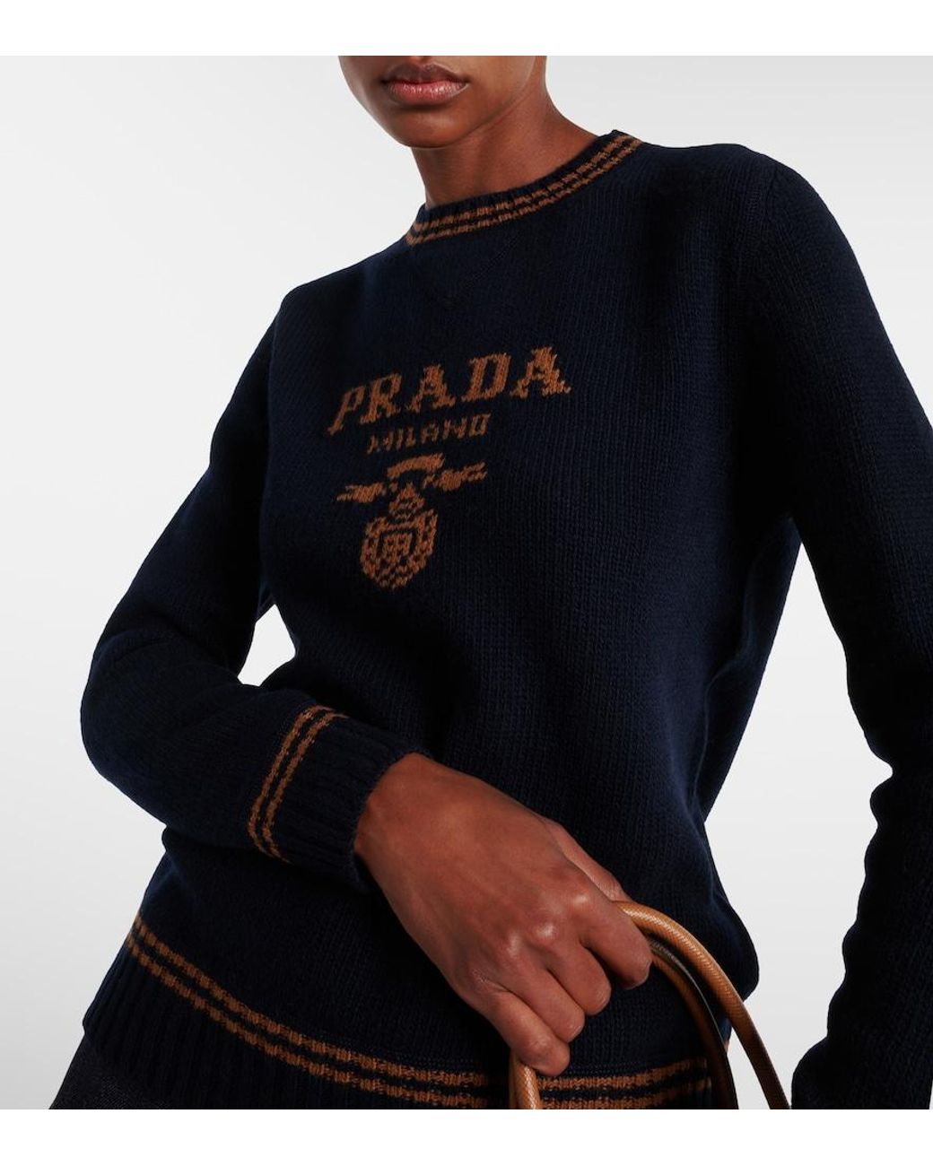Prada Blue Crew-Neck Cashmere Jumpe