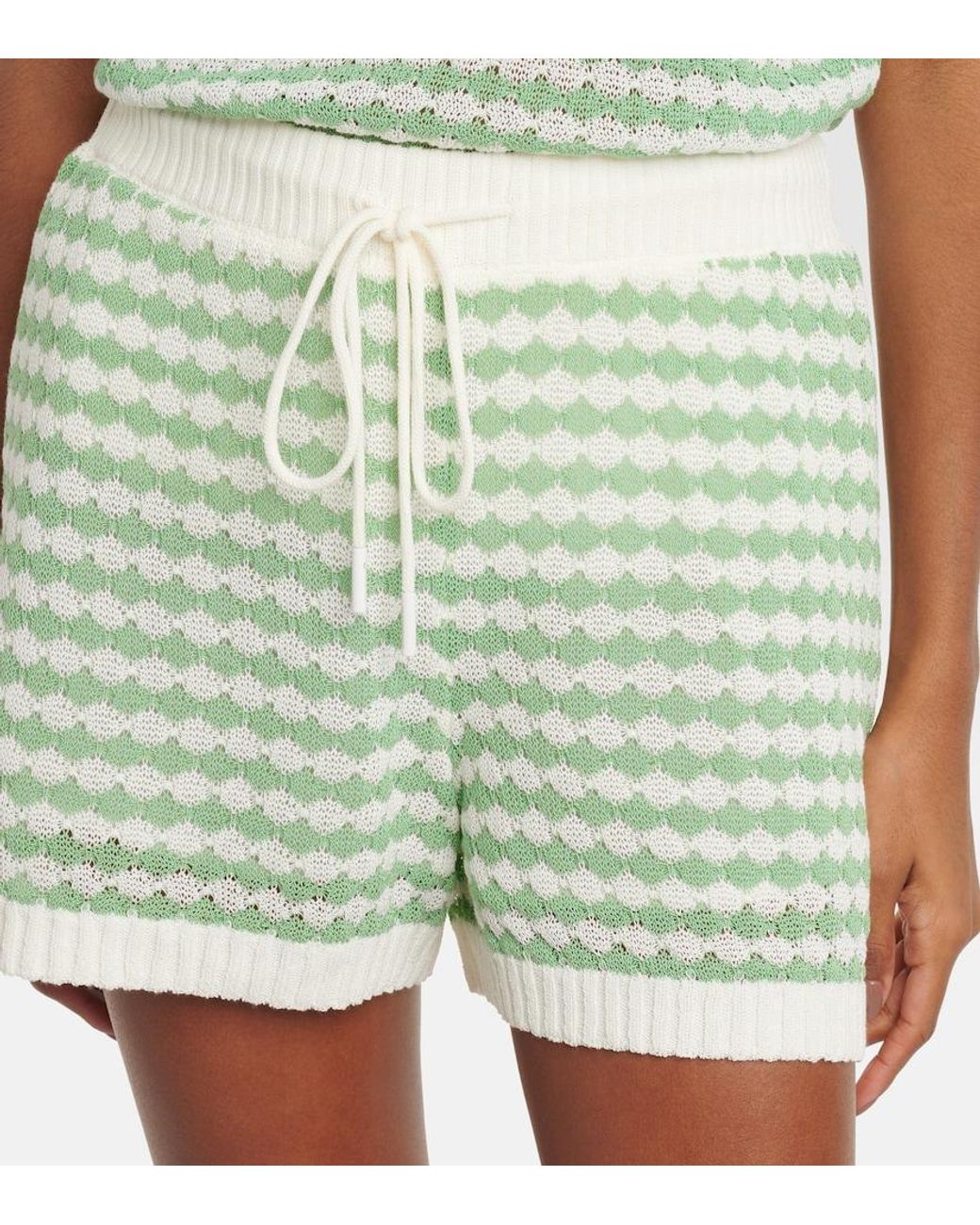 Zimmermann Green Everley Knitted Cotton-Blend Shorts