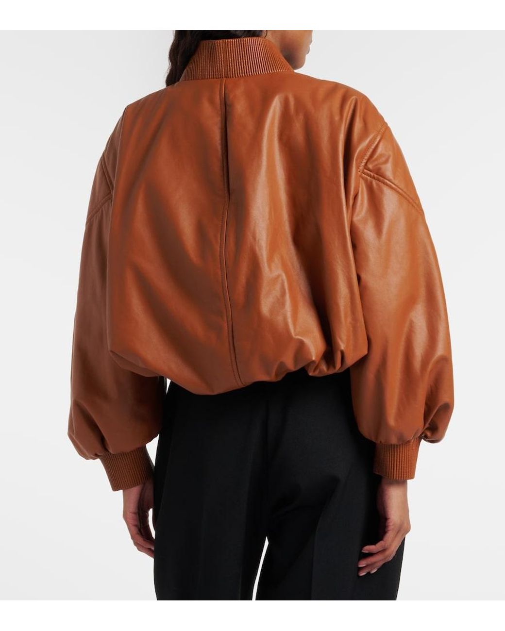Givenchy Brown Cocoon Cropped Leather Bomber Jacket