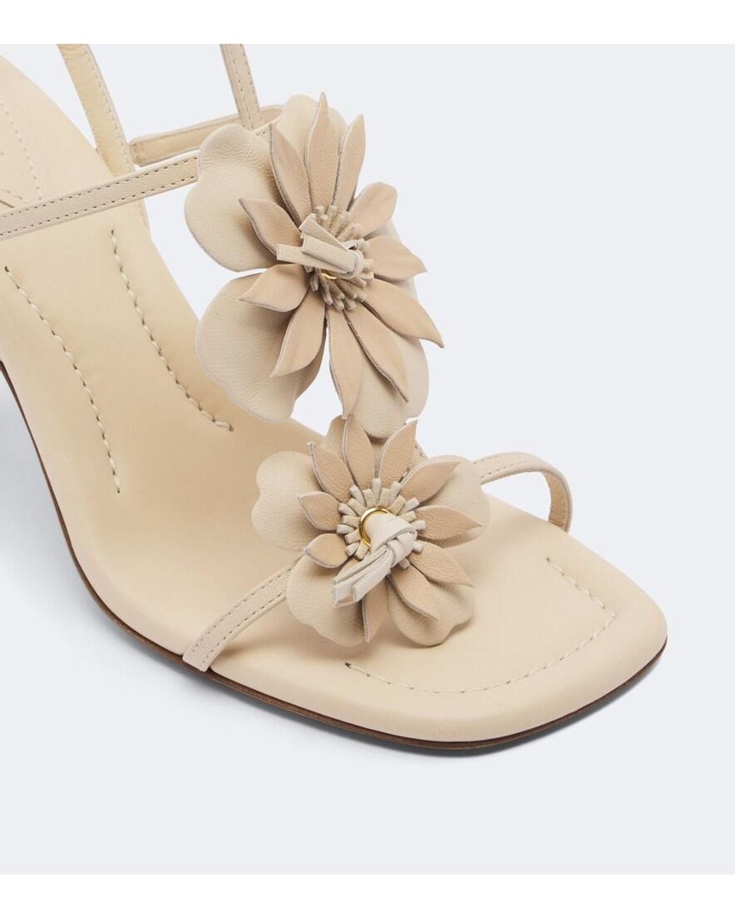 Zimmermann White Belara Floral-Applique Leather Sandals