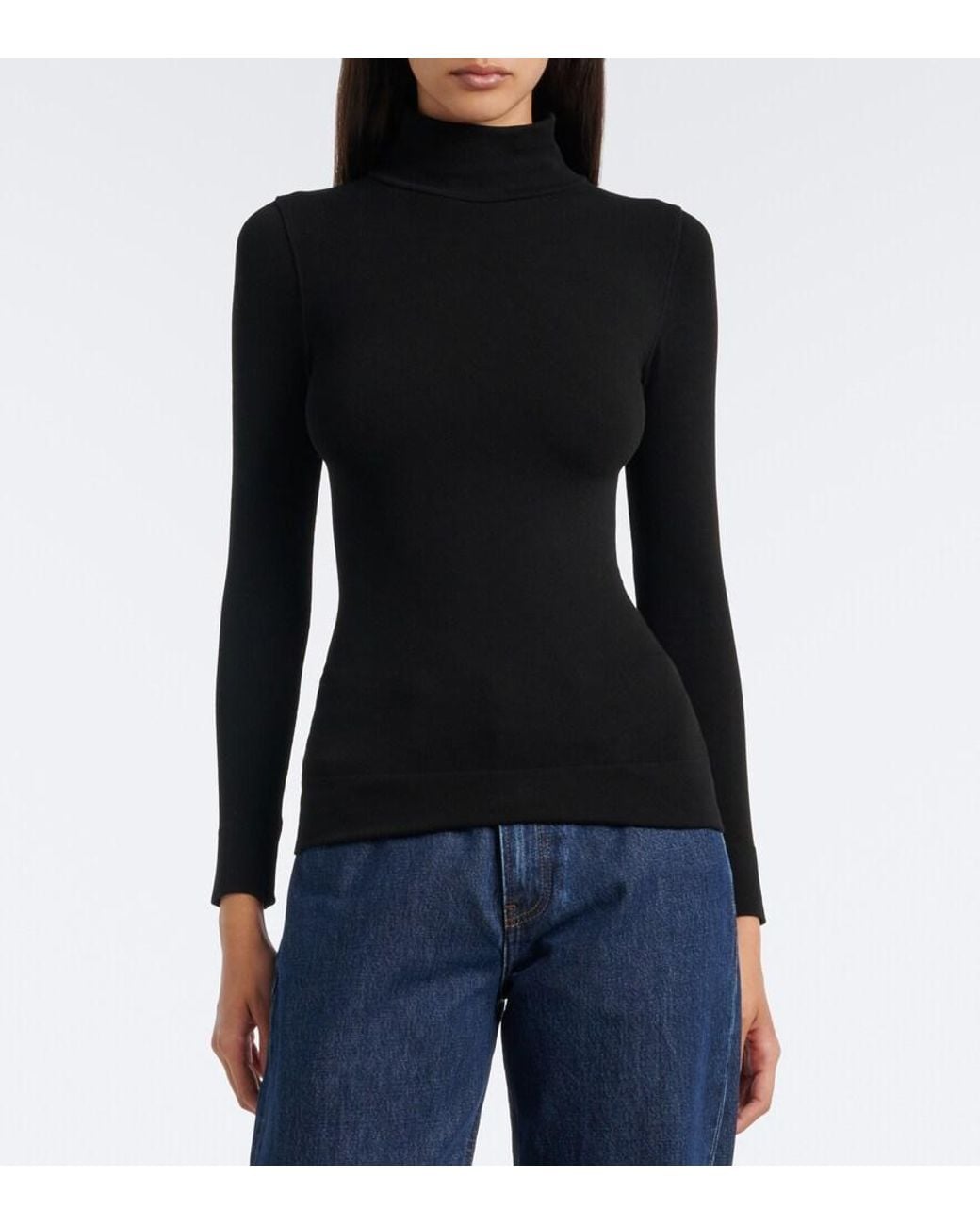 Totême  Black Jersey Turtleneck Top