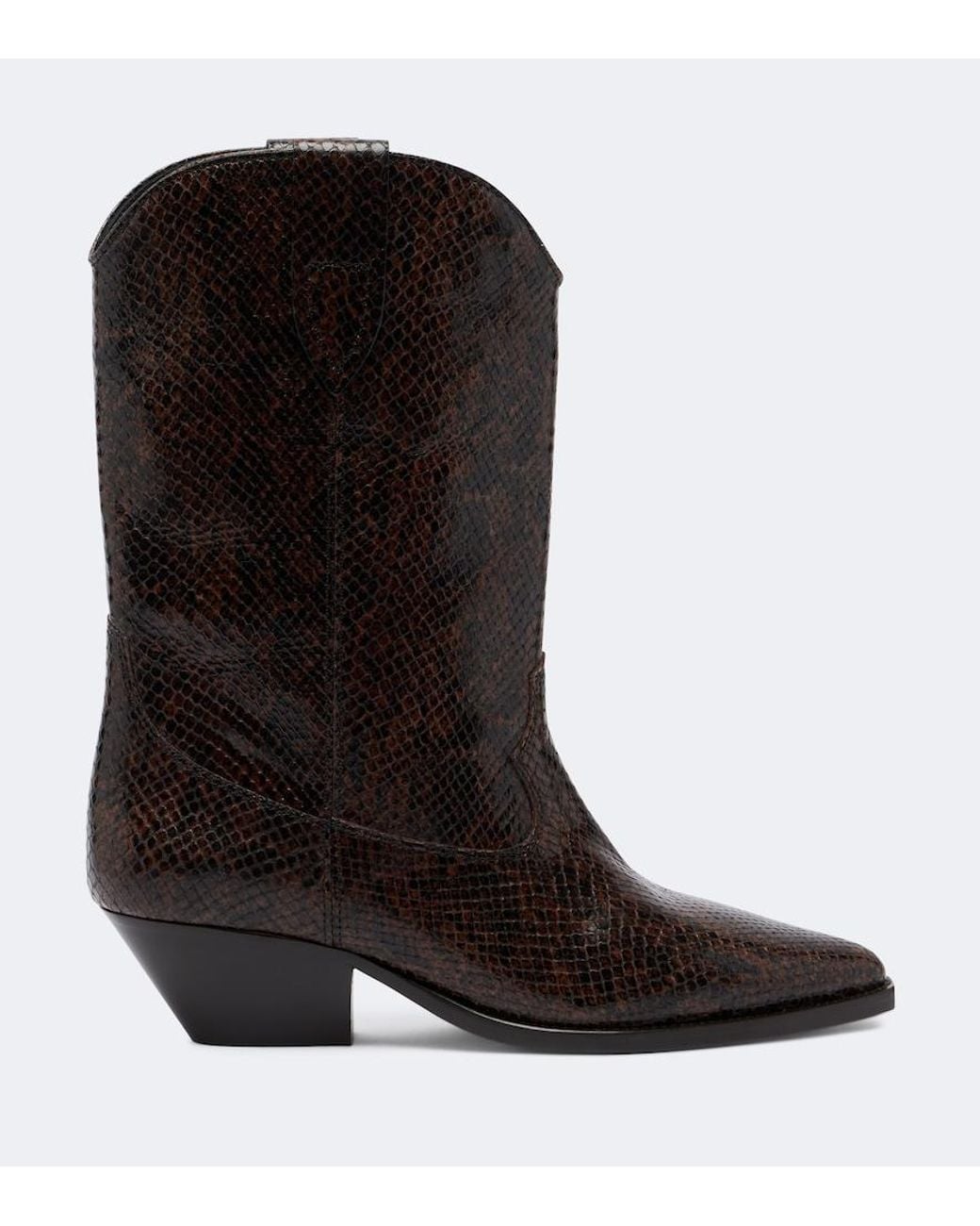 Isabel Marant Black Duerto Snake-Effect Leather Cowboy Boots
