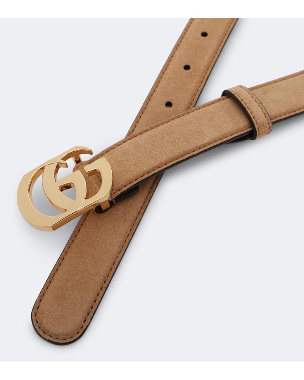 Gucci Brown Cut Gg Marmont Suede Belt