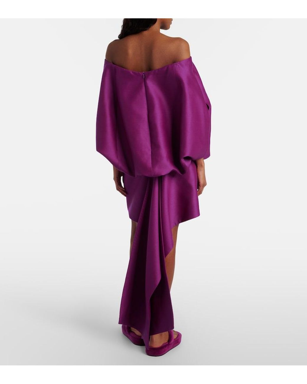 Balenciaga Purple Off-Shoulder Wool And Silk Minidress