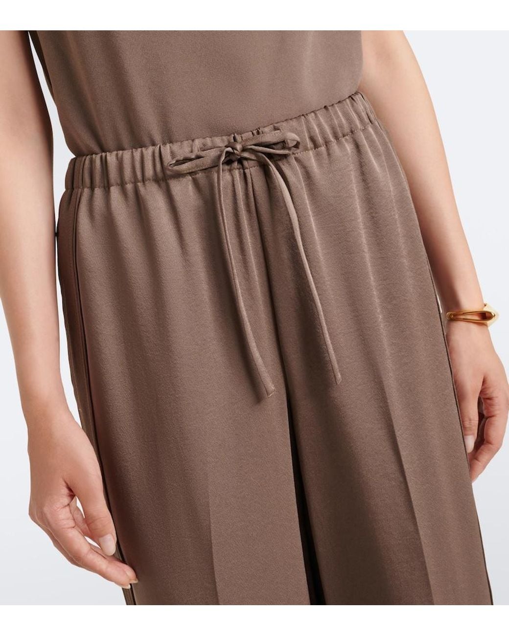 Vince Brown Crepe Wide-Leg Pants