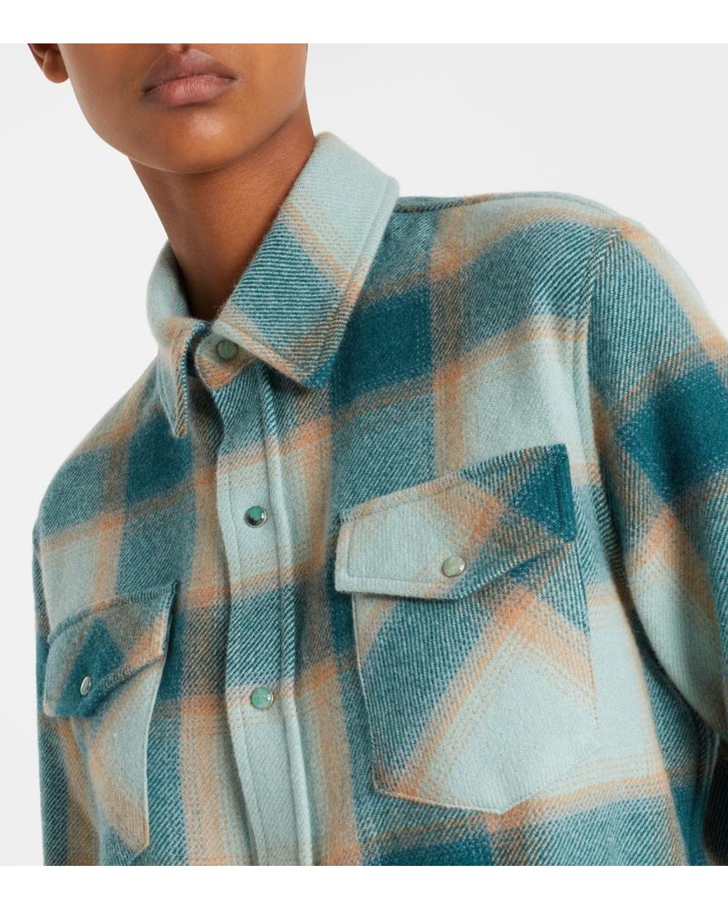 God's True Cashmere Green Checked Cashmere Overshirt