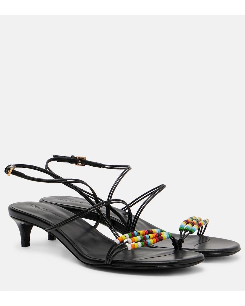 Khaite Black Loop 35 Beaded Leather Sandals