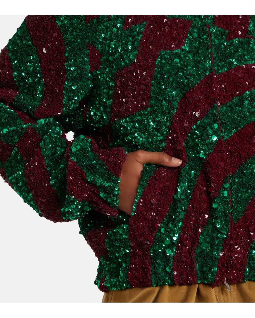 Dries Van Noten Green Sequined Blouson Jacket