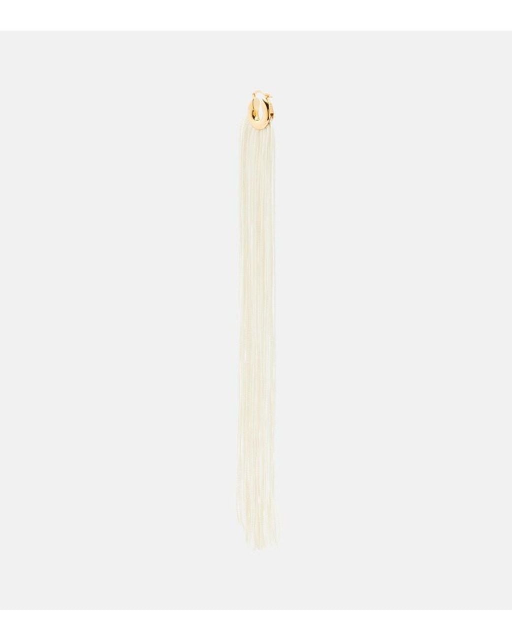 Pendientes De Aro Con Flecos Jil Sander de color White