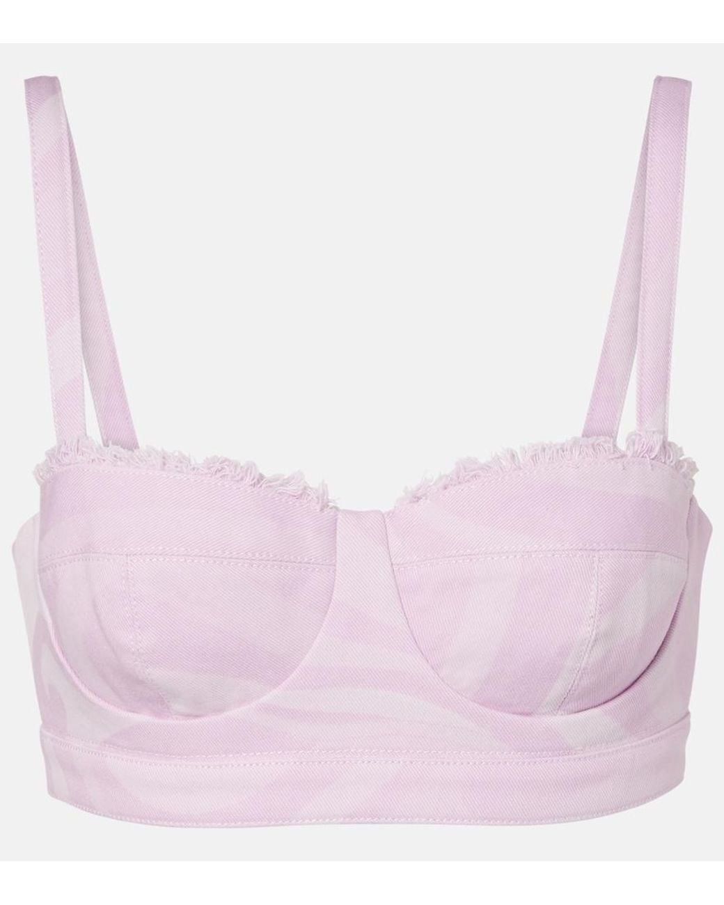 Emilio Pucci Pink Marmo Distressed Denim Bra Top