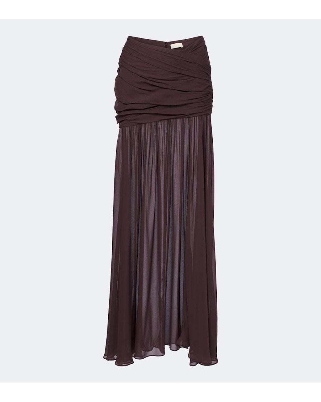 De La Vali Purple Amaya Gathered Chiffon Maxi Skirt