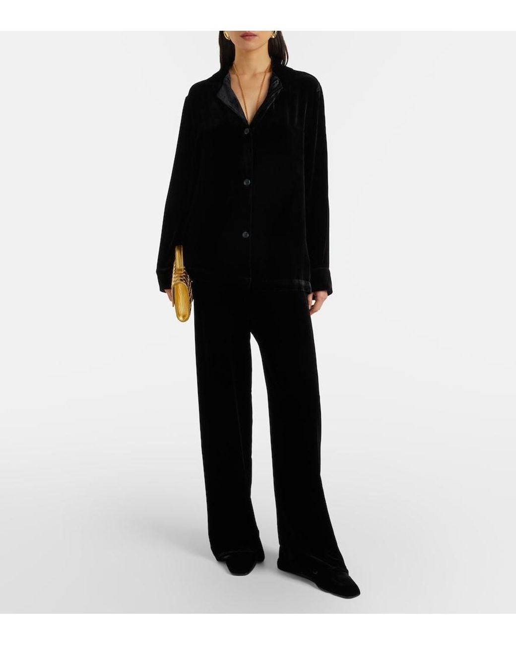 Asceno Black Calabasas Velvet Shirt