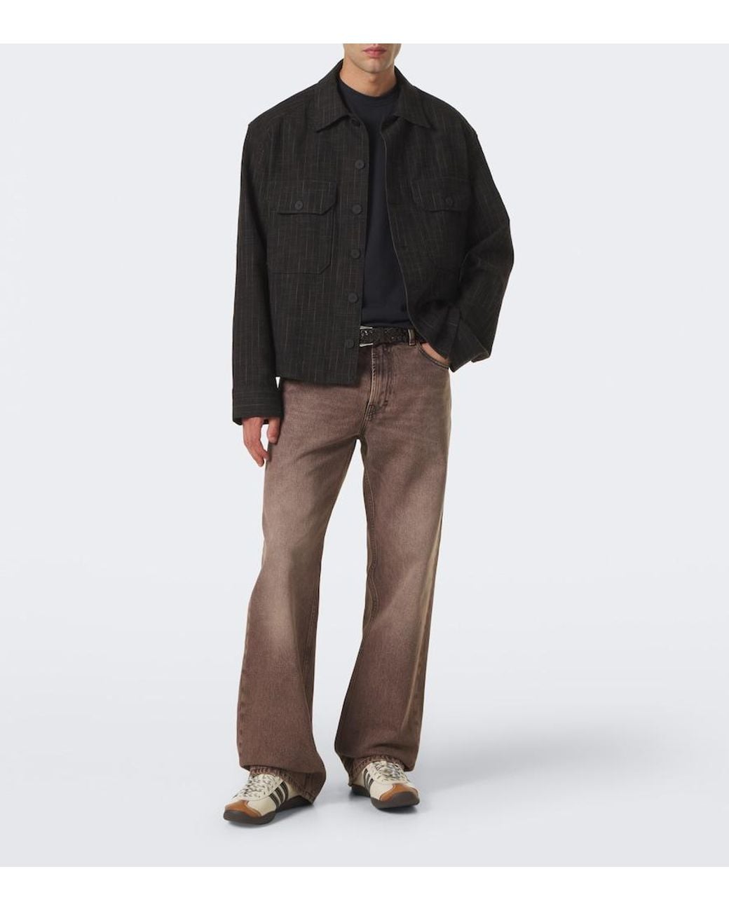 Moncler Black Leather-Trimmed Cotton Jersey T-Shirt for men