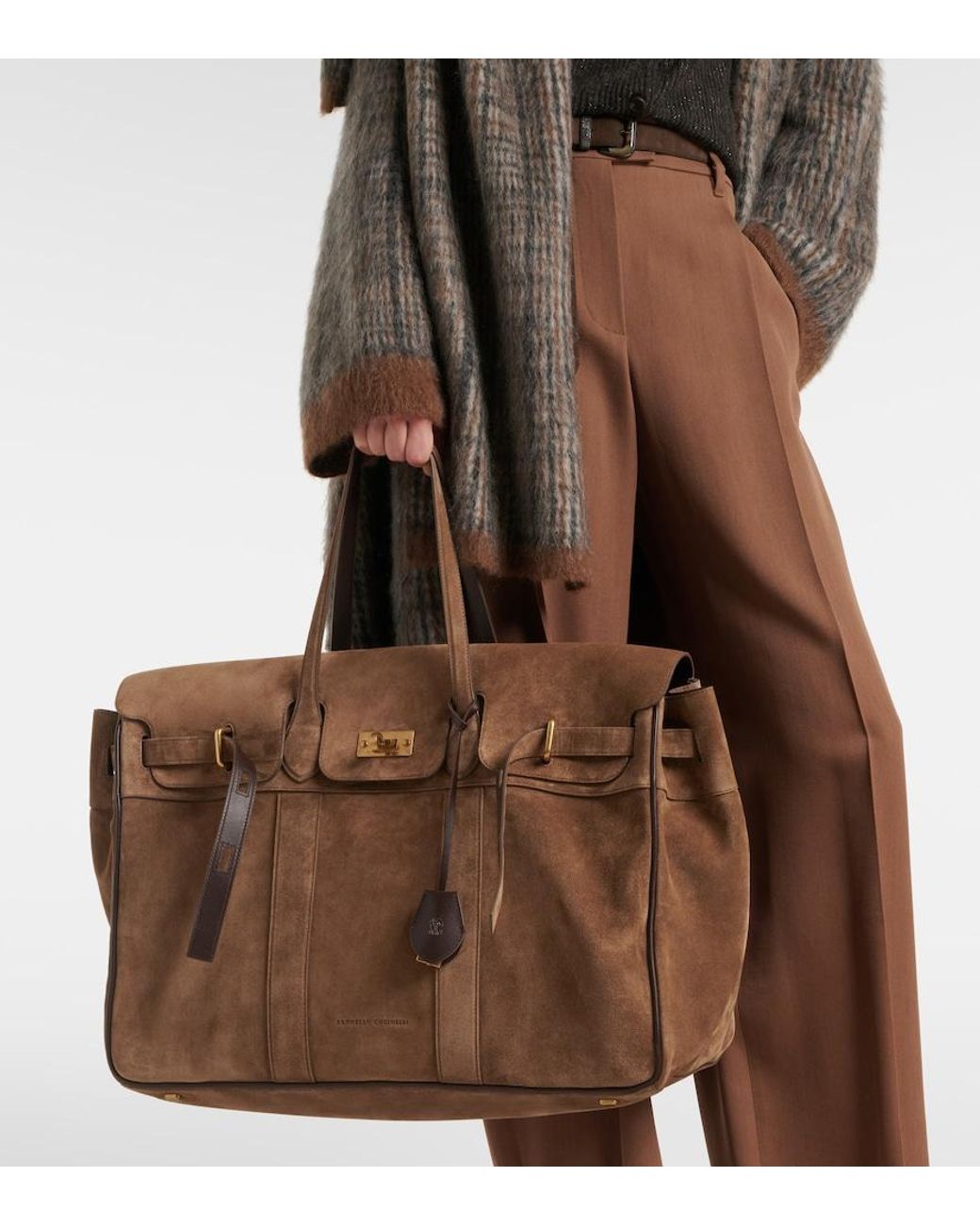 Brunello Cucinelli Brown Large Suede Tote Bag