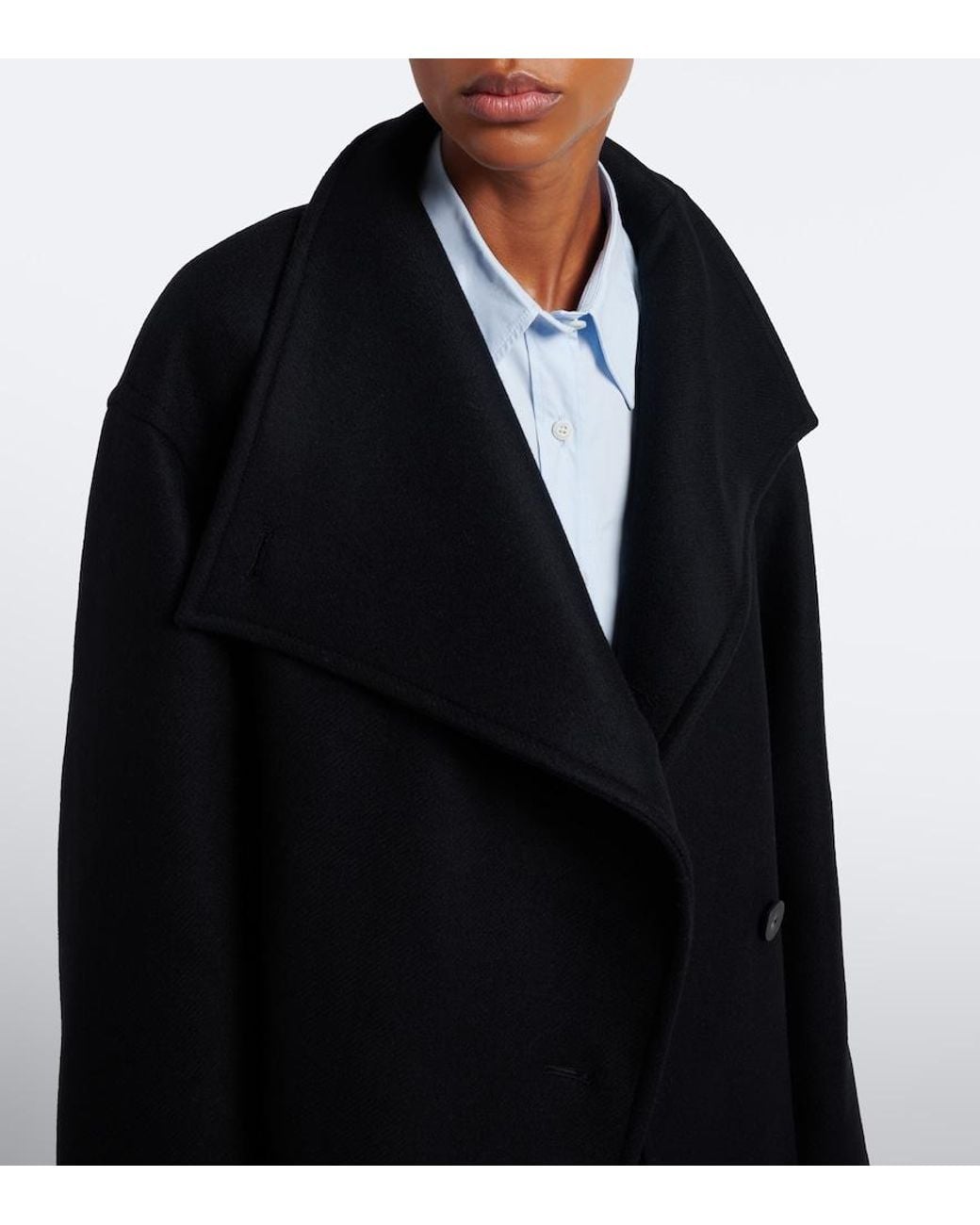 Joseph Black Fiore Wool-Blend Wrap Coat