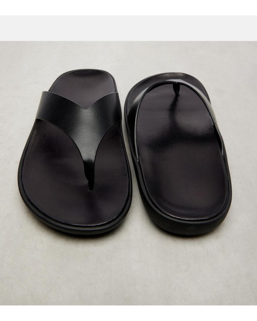 The Row Brown Leger Leather Thong Sandals