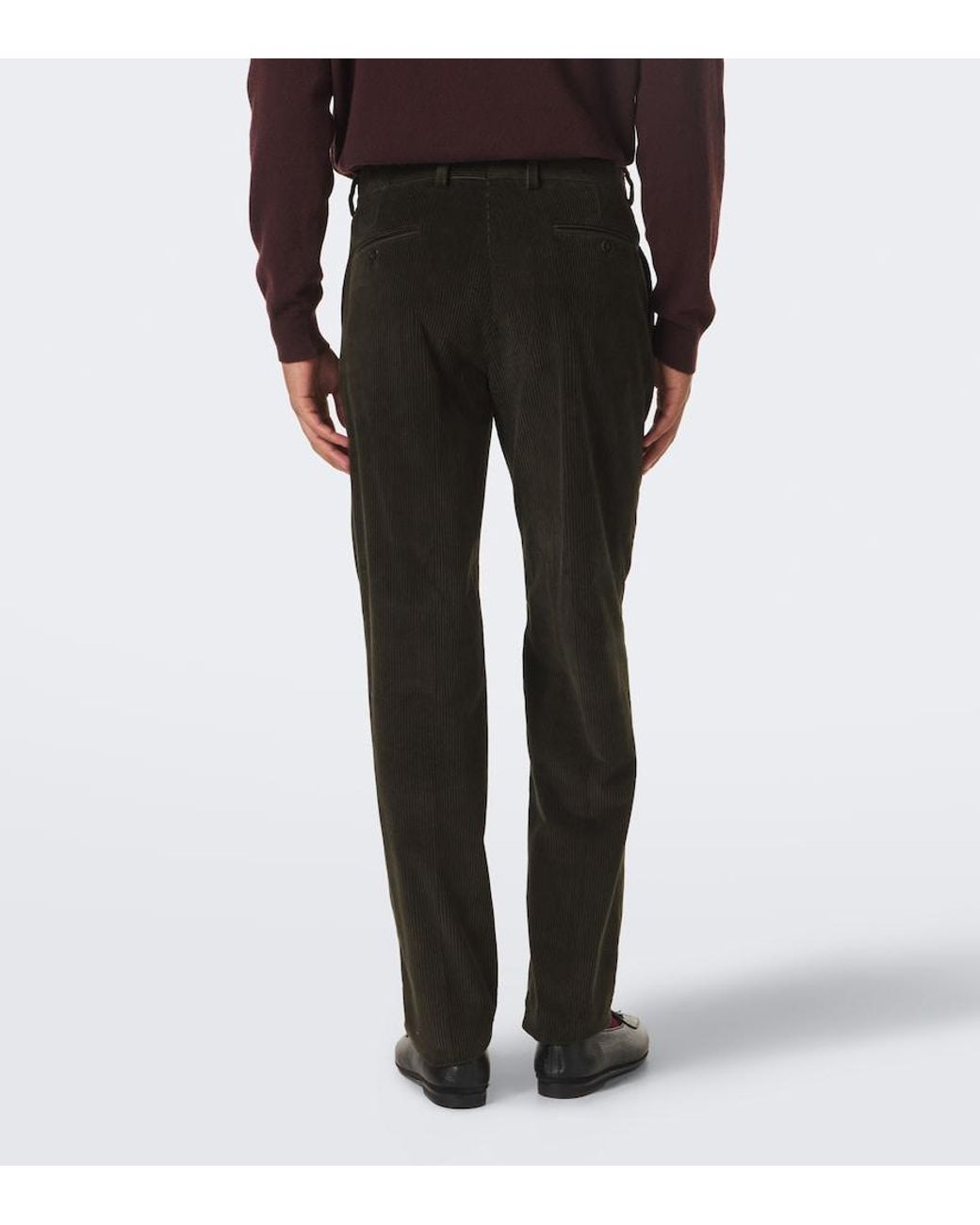 Rubinacci Black Modluca Cotton Corduroy Straight Pants for men